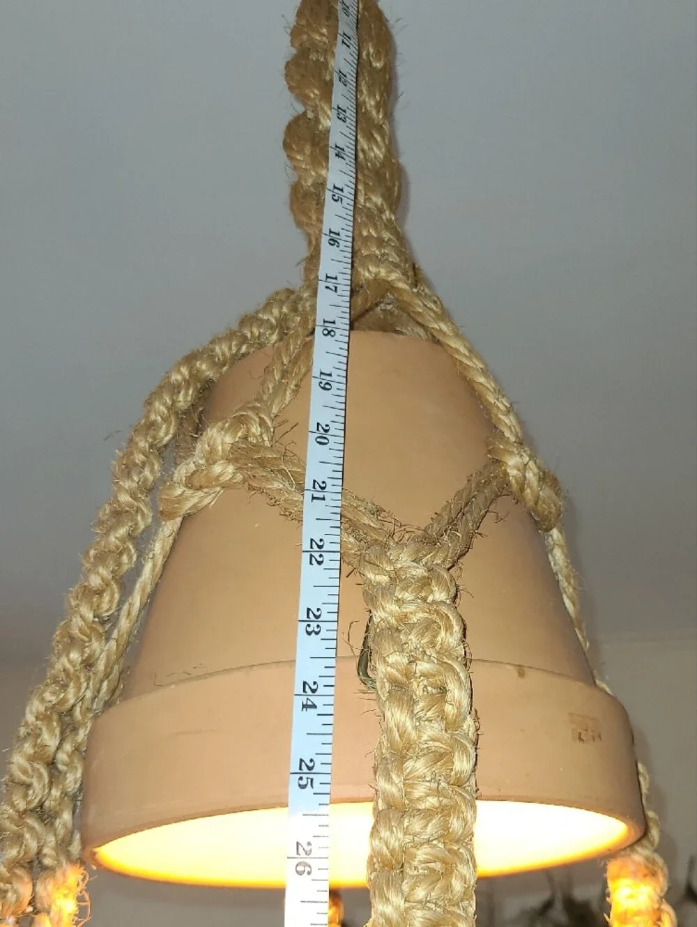Handcrafted Macrame Hanging Lamp  Natural Beige Jute